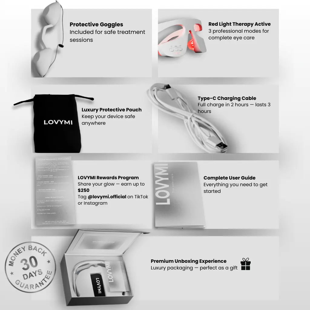 LOVYMI® | LED Eye Mask - Say Goodbye to Dark Circles & Tired Eyes  LED Therapy That Works in Just 10 Minutes a Day